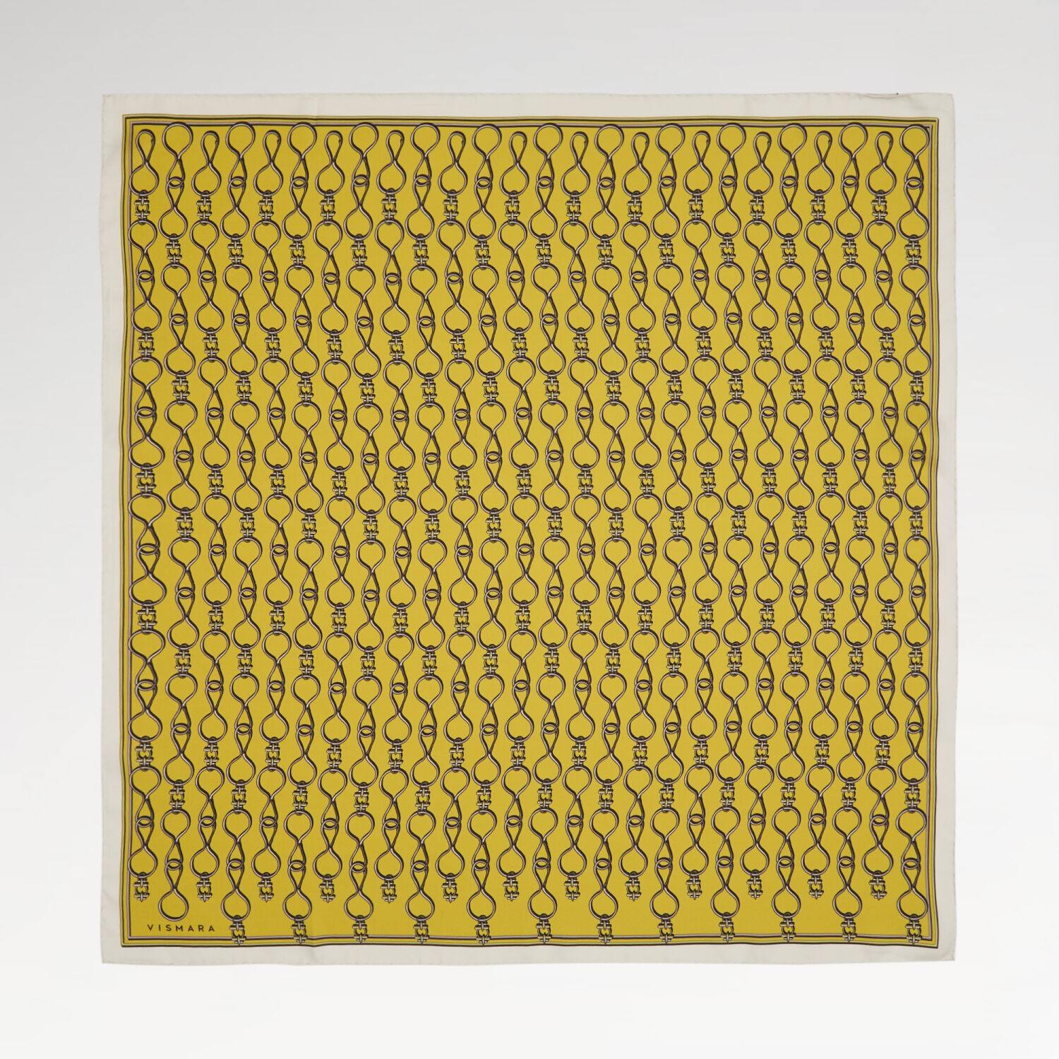 Yellow Vector Chain Pattern Twill Silk Square Scarf - 1