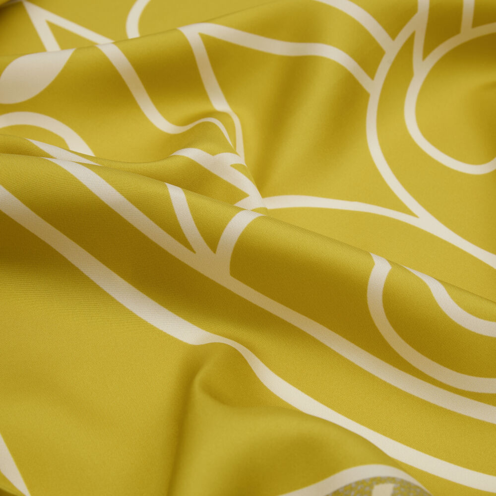 Yellow Vismara Swan Pattern Twill Silk Square Scarf - Vismara