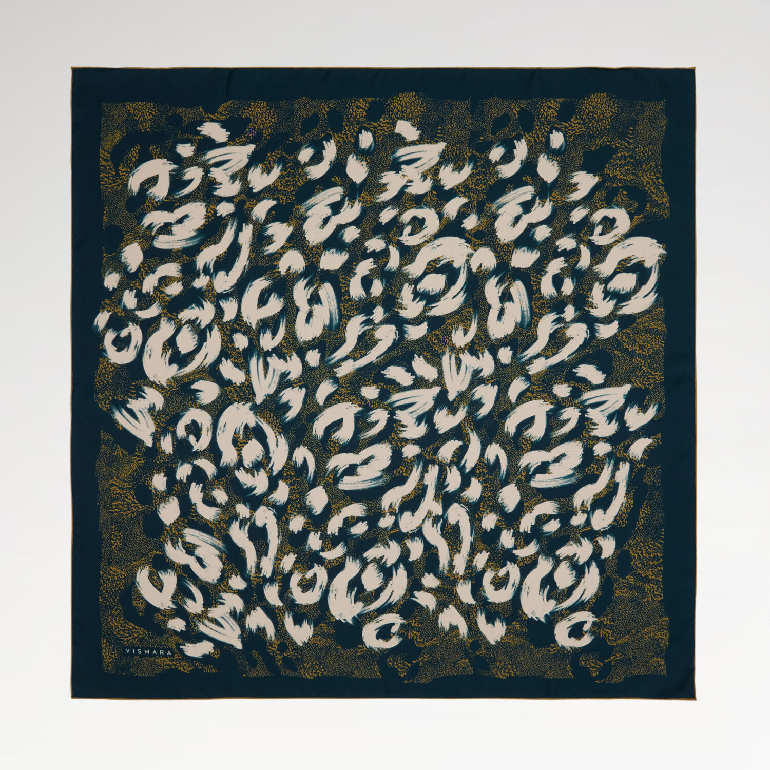 Yeşil Leopar Desenli Twill İpek Eşarp - 1