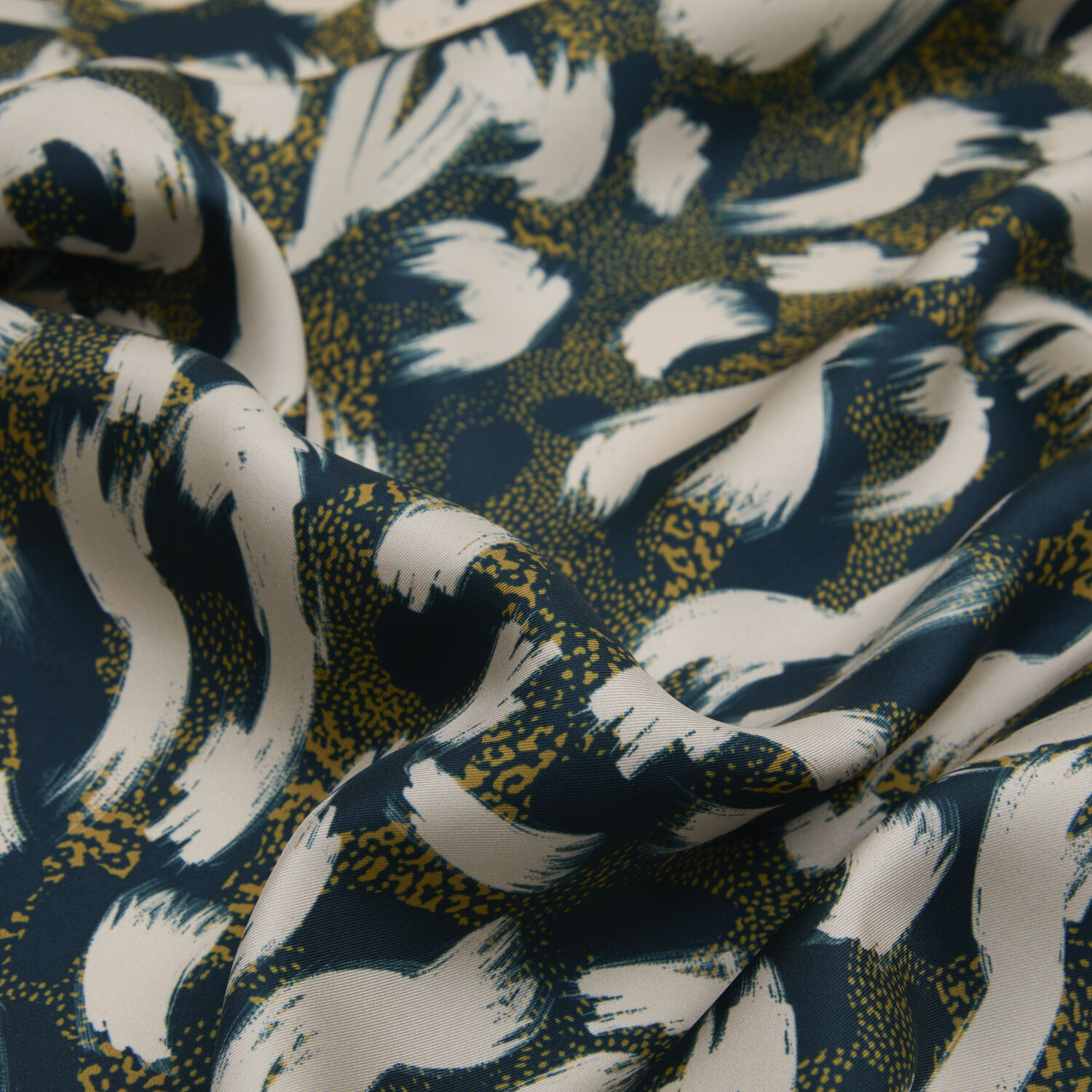 Yeşil Leopar Desenli Twill İpek Eşarp - 2