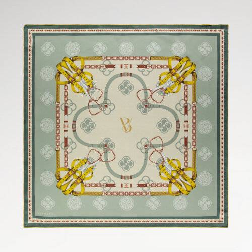 Yeşil Vismara Monogram Zincir Desenli İpek Eşarp